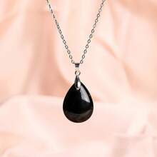 1 pièce Collier pendentif goutte d'eau en pierre naturelle, quartz cristal agate howlite malachite pour la fabrication de bijoux DIY et accessoires
