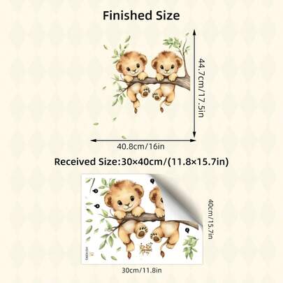 Cartoon Tree Branch Animal Wall Stickers | Lively Squirrel & Lion Design | Removable Children's Room Decor | Easy To Peel And Stick Bedroom Wall Decals
