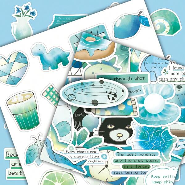 50pcs Minimalist Handmade Pastel-Toned Decorative Stickers, Suitable For Ins, Korean Style, Creative Design For Envelopes & Planners School Supplies,Back To School