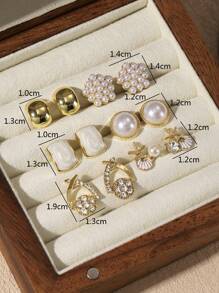 6 pièces/Set de boucles d'oreilles à clous avec décoration minimaliste de coquillage, étoile de mer et . Design mignon et doux parfait pour un port quotidien et des occasions spéciales pour femmes