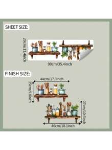 Kitchen Stickers/Decorative Stickers Kitchenware Rack Stickers Waterproof And Dustproof Stickers, 1 Piece Pvc Material Removable Wear-Resistant Stickers, Wall Stickers 35.4*11.4 Inches, Suitable For Kitchen Decoration, Wall Decoration, Restaurant Decoration, Interesting Birthday Gifts, Graduation Gifts, Make Your Home A New Look