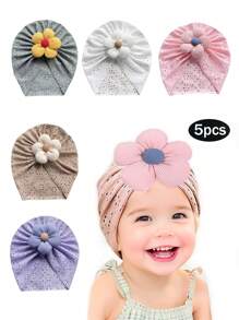 1 Cappellino carino per bambini in stile europeo e americano per primavera ed estate, cappello morbido e sottile con fiori e lavorazioni traforate, cappellino per bambini