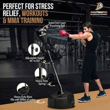 Punching Bag With Stand, Boxing Bag Teens & Adults - Height Adjustable - Speed Bag Training, Boxing Equipment, Stress Relief & Fitness - Pro - View 3