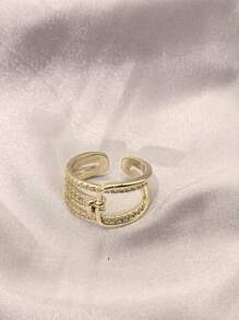 1 pieza Anillo con letra H - Anillo de envoltura abierto minimalista de alta gama con circonia esmaltada, anillo de dedo/índice de moda para mujer