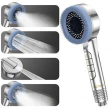 (Pojedyncza głowica prysznicowa/zestaw 3 szt.) Głowica prysznicowa ABS do użytku domowego, z filtrem i ciśnieniem, z 4 ustawieniami, z wężem ze stali nierdzewnej o długości 1,5 m i uchwytem na głowicę prysznicową ABS bez konieczności wiercenia