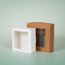 20pcs Mini Paper Boxes With Display Window, Foldable Small Paper Boxes Suitable For Packaging Chocolate, Candle, Handmade Soap, Favors, For Party Or Wedding