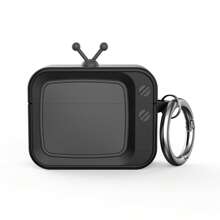 Funda protectora de silicona de unicolor con forma de TV retro clásica para audífonos AirPod