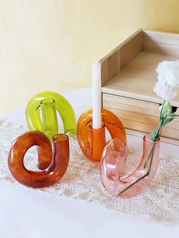 1pc Irregular Shaped Multicolor Glass Vase For Home Living Room Decoration