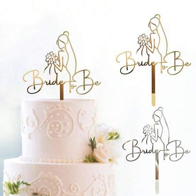 1/3/6 st guld/silver akryl brud som håller blomma tårtdekoration, lämplig för bröllopsfest tårtdekorationer