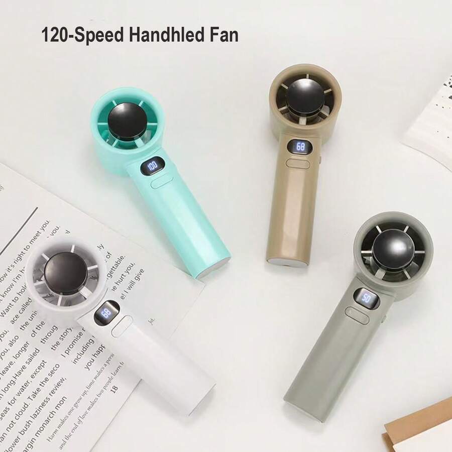 AOYI 便携式可充电手持风扇，小型涡轮风扇，120 档可调，1800mAh，风力强劲，夏季个人降温必备品，适用于旅行、海滩、工作、通勤、学习、散热风扇 - 彩色 - 查看 1