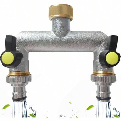 Hose Splitter Garden Hose 3 Way Valve Brass Hose Splitter With Solid Long Handle Brass Valve Water Hose Spigot Splitter 3 Way Valve 3 4 GHT Thread Silver Summer Essential Garden Tool For Her Daily Pick