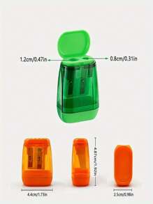 1 pièce Taille-crayon manuel à double trou avec couvercle de protection, structure en acier, antidérapant, lisse, convient pour une utilisation scolaire et de bureau