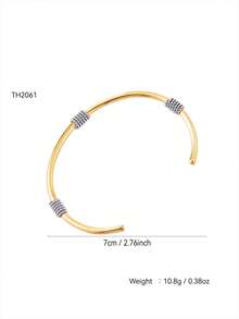 TONSI 1 件优雅迷人简约时尚高端 18K 镀金不锈钢几何螺旋手链，适合女性夏季、假日、工作、日常、派对、节日 - 金鋼色 - 查看 8