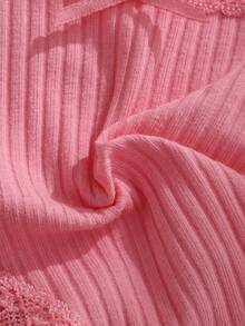 7pcs/Pack Women's Solid Color Thin Lace Patchwork Cotton Thong Panties With Cute Bow, Stretchy & Soft Comfortable Ladies Underwear - Multicolor - View 9