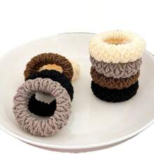 6pcs/8pcs Classic Black White Brown Scrunchie, Chic Scrunchies For Buns Accessories,Simple Ponytail Hair Ties, Everyday Stretchy Hair Ties Back To School