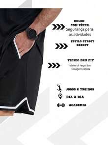 Drip Chicago Men's Street Basketball Style Bermuda Shorts - 黑色 - 查看 4