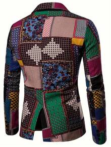 2pcs/Set Men's Digital Print Formal Suit Set, Slim Fit Office/Evening Business Suit Jacket And Trousers - Brown - View 6