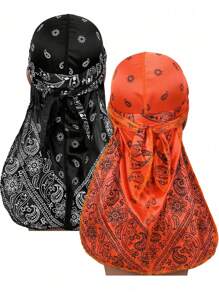 Men's Silk Durag Print Wave Cap, Fashion Headwrap, Comfortable & Breathable For Running, Cycling, Hiking, Camping, Casual Pirate Hat Pirate Hat Pirate Costume