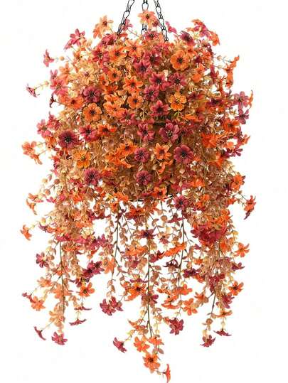 1/2/4/6PCS Outdoor Artificial Flowers Autumn Hanging Eucalyptus Plants Silk Violet Vine UV Resistant Green Plants Thanksgiving Anniversary Graduation Wedding Party Family Office Porch Garden Courtyard Wall Decoration