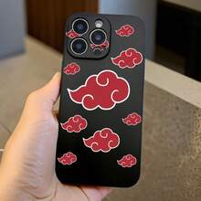 1 Piece Of High-End Sense Phone Case With Personalized Red Cloud Pattern, Suitable For IPhone 16Pro Max 11 12 13 14 15, High-End Sense Simple Phone Case With Dust Filter, With A Layer Of Velvet Inside. - 黑色 - 查看 2