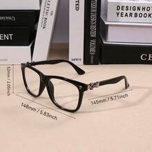 1pc Vintage Square Metal Frame Clear Lens Glasses, Unisex Retro Optical Eyewear - A - View 7