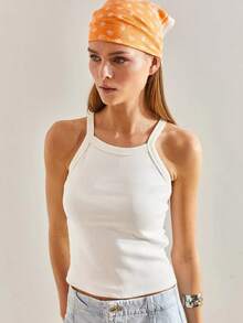 BIANCO LUCCI 女士休闲日常百搭纯色修身吊带背心上衣可爱上衣女秋季女装全白 Y2k 服装