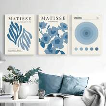 1 pieza Pintura de arte de pared sobre lienzo con temáticas minimalistas nórdicas modernas de los artistas Matisse, Kusama Yayoi, Picasso - Decoración para el hogar u oficina, regalo opcional con marco - Multicolor - Ver 2