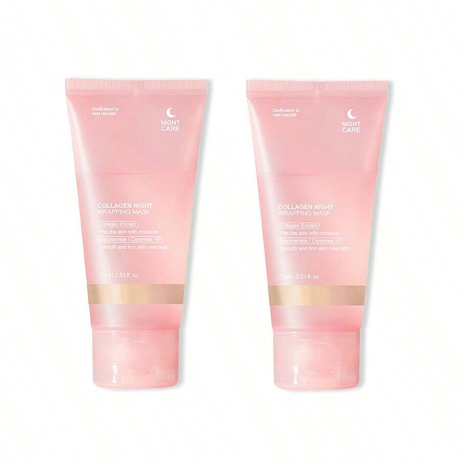 Collagen Night Firming Face Mask, Deep Cleansing, Moisturizing, Hydrating, Nourishing Facial Skin. Deeply Nourishing And Firming, Enhancing Elasticity, Radiant Glow. - 2 Bottles/75ml*2 - View 1