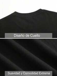 Camiseta de impresión de letra, manga corta con cuello de crew informal para verano y primavera, ropa para mujeres Vendido por - Negro - Ver 4