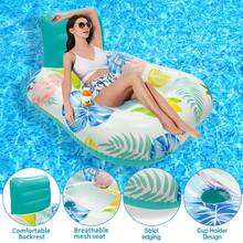 1pc Thickened PVC Inflatable Lounge Chair | Tropical Flamingo & Lemon Print Pool Float For Adults | Summer Water Relaxation Essential - Multicolor - View 6