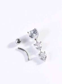 1 Stück Dreifach Herz Bauchnabel Stab Piercing Schmuck, geeignet für den täglichen Gebrauch