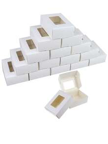 10pcs Kraft Paper Candy Gift Boxes With Window, Black/White/Pink, For Birthday Cake, Desserts And Sweets Valentine Day - Multicolor - View 15