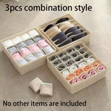 3 Stücke als Set (24 + 16 + 7) Socken und Unterwäsche Aufbewahrungsboxen, faltbare Schubladenbox aus Stoff, Haushaltssortierbox, einfache Aufbewahrungsbox für Zuhause, Schulbedarf