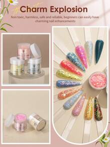CHOSEOS 12 Pcs Shiny Acrylic Crystal Powder Set, Create Salon-Grade Nails At Home, Perfect For Beginners And Professionals