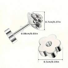 1 件优雅金色不锈钢玫瑰耳环 - 防过敏，适合女士日常通勤时佩戴的多功能耳环珠宝礼物 - 花 - 查看 9