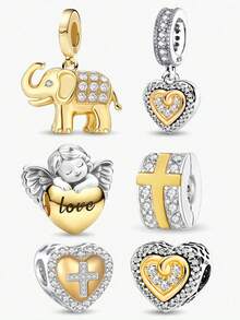 1 PC Fashionable 925 Sterling Silver Sparkling Angel Of Love Pendant Beads Charm Suitable For Bracelets DIY Women's Jewelry, School Supplies For Students College Essentials Checklist