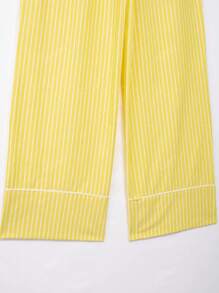 Pantalon jaune rayé à taille élastique, design polyvalent, sens de la mode européen et américain. Nouvelle arrivée printemps/été pour femmes DEEKA