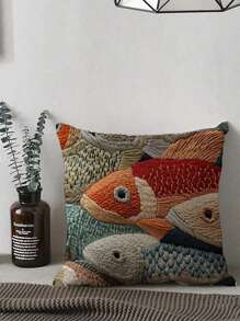 2pcs Vibrant 2D Fish Shaped Throw Pillow Covers - Multi Sizes, Colorful Polyester Decorative Covers With Zipper Closure, Suitable For Sofa, Patio And Living Room - Machine Washable, Farmhouse Spring Summer Party Decor, Zippered Pillowcase (Pillow Insert Not Included) | Vivid Fish Design | Zippered Pillow Covers, Decorative Pillows
