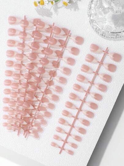 5 件套乳白色渐变指甲油条，长细高跟，短杏仁，短椭圆和短方形指甲贴，多种款式可选按压式指甲美甲用品指甲