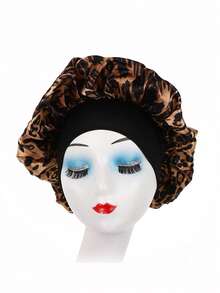 2 件宽边弹力睡帽，印花宽边睡帽，豹纹弹力圆帽，弹力圆帽女士护发帽，返校，旅行度假必需品，女士发饰 - 彩色 - 查看 12
