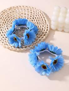 2pcs/Set Girls Daisy Flower Elastic Hair Scrunchies Set