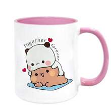 1 pièce Tasse à café en céramique Bubu Dudu - 11 oz, tasse de fantaisie réutilisable, lavable en machine. Conception d'ours "Love Forever", cadeau parfait pour les couples, tasse de Pâques pour épouse, époux, Noël, Saint-Valentin, anniversaire et cadeaux de vacances, tasse à thé, petit ami et petite amie, ustensiles de boisson d'été et d'hiver, parfait pour femme, sœur, amie, patron, employé, collègue, grande tasse de bureau, retour à l'école