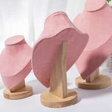 1 pieza de busto de maniquí de madera, soporte de exhibición de collar, modelo de retrato, soporte de almacenamiento de joyería, soporte de escaparate - S - Ver 3