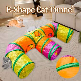 New Designed E-Shaped Cat Tunnel, Versatile Cat Self-Play Tunnel Toy, Removable & Washable, Rollable, Connectable, Suitable For All Seasons