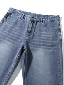Jeans sueltos y anchos con lavado vintage de estilo retro negro para hombres, pierna recta y suelta, un regalo perfecto para el esposo o novio