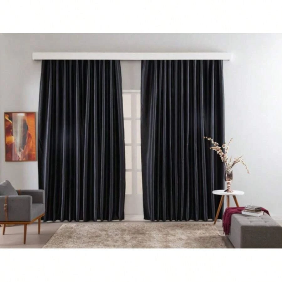 Swiss Curtain Rail BLACKOUT Fabric 6.00X2.80 - Black - View 1