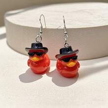 1 Pair Cute Resin Duck Pendant Earrings, Suitable For Summer Pool Party, Vacation Outfit, Women Gift