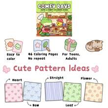 Comfy Days: Coloring Book For Adults Featuring Super Cute Animal Characters In Cozy Hygge Moments For Relaxation (Cozy Spaces Coloring),Children's Gifts, Cute Cartoon Coloring Books,A Great Gift For Father's Day, Mother's Day, And Children's Day,The Pattern Is Exquisite And The Lines Are Clear,Picture Book,Back To School.School Supplies