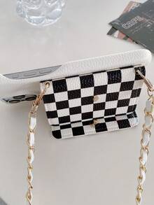 1 件奢华高端仿皮钱包手机壳适用于 16 16e 15 14 Plus 13 12 11 Pro Max 荔枝纹适用于三星 Galaxy Pixel 小米 Redmi 防水防震防摔防刮 - 白色+格子 - 查看 6