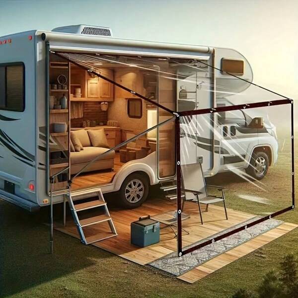 118 Zoll*78,8 Zoll Mehrzweck Wasserdichter transparenter Leinwand Markise, geeignet für Autodach, Picknickwagen, Outdoor Camping Unterstand, Terrasse, Garten, Geflügelhaus und Camping Regenschutz
